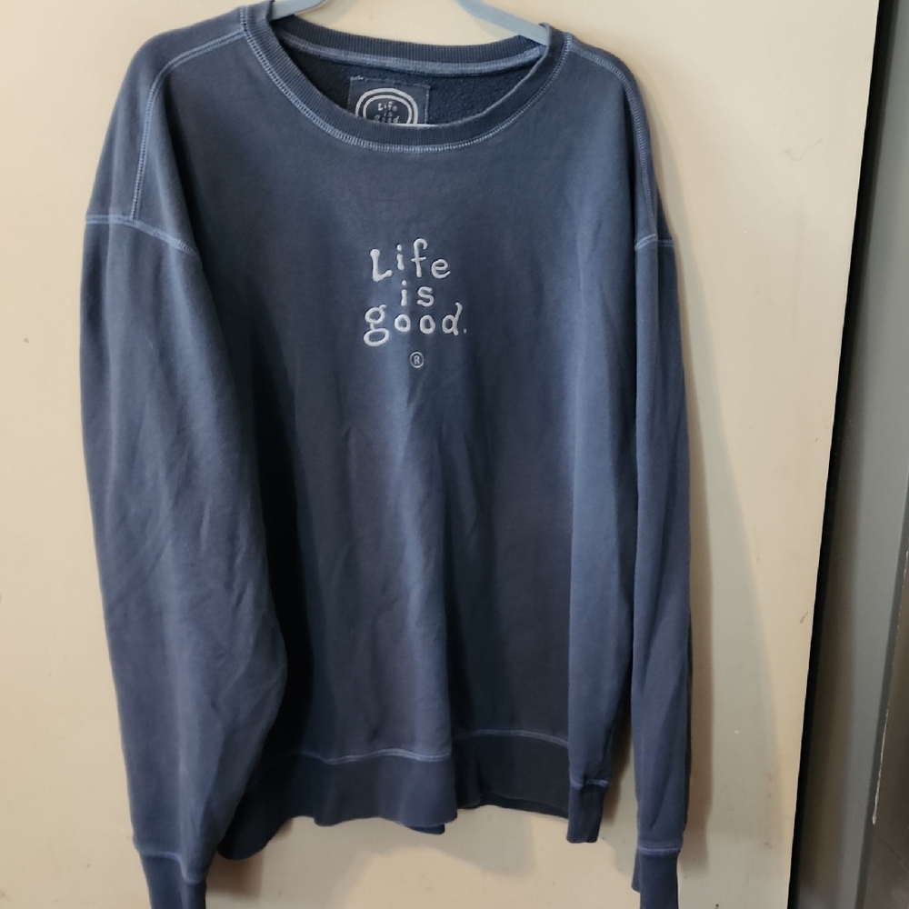 Life Is Good Men's Crewneck Sweater in Navy XL